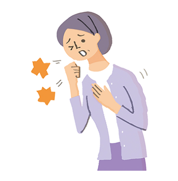 咳をしている女性のイラスト