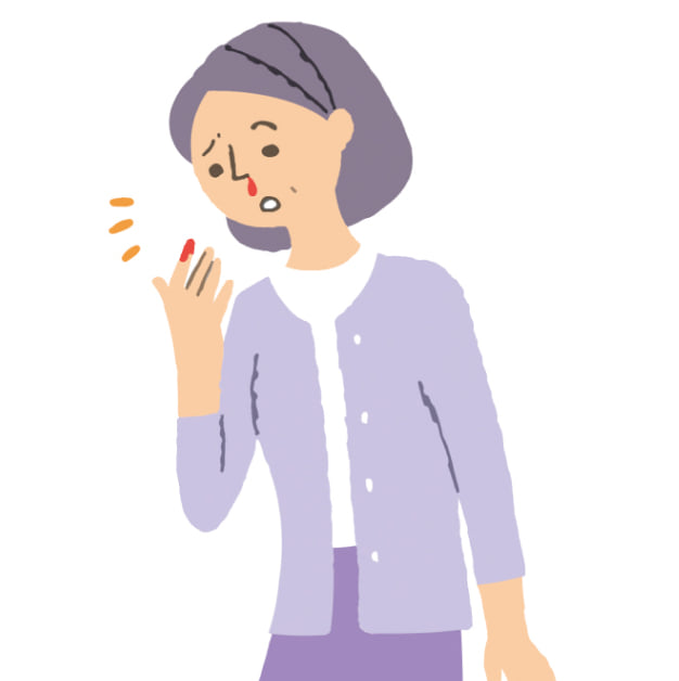 鼻血が出ている女性のイラスト