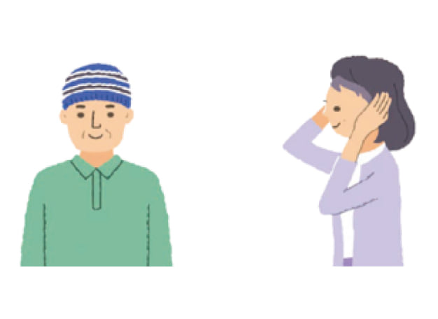 帽子をかぶった患者さんのイラスト