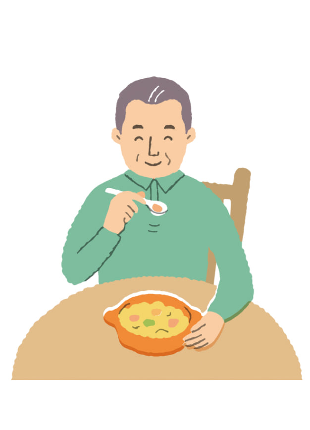食事を摂っている男性のイラスト