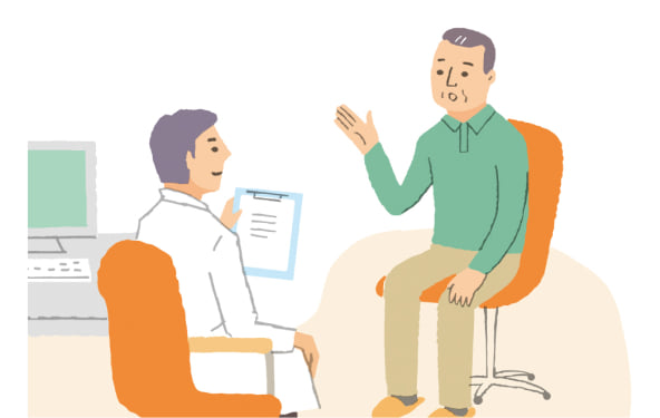 医師に相談する患者さんのイラスト