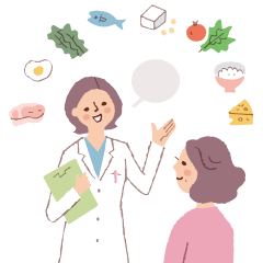 医療従事者が患者に栄養の説明をするイラスト