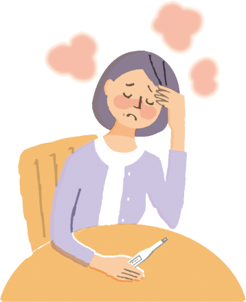 高熱の症状を感じる女性イラスト